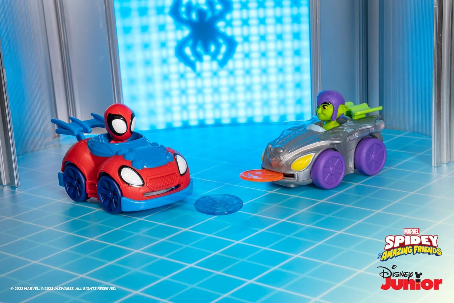 Marvel Spidey and his Amazing Friends Little Vehicle 2-Pack - 5” Disc Dashers Featuring Spidey Vs Green Goblin - Amazon Exclusive