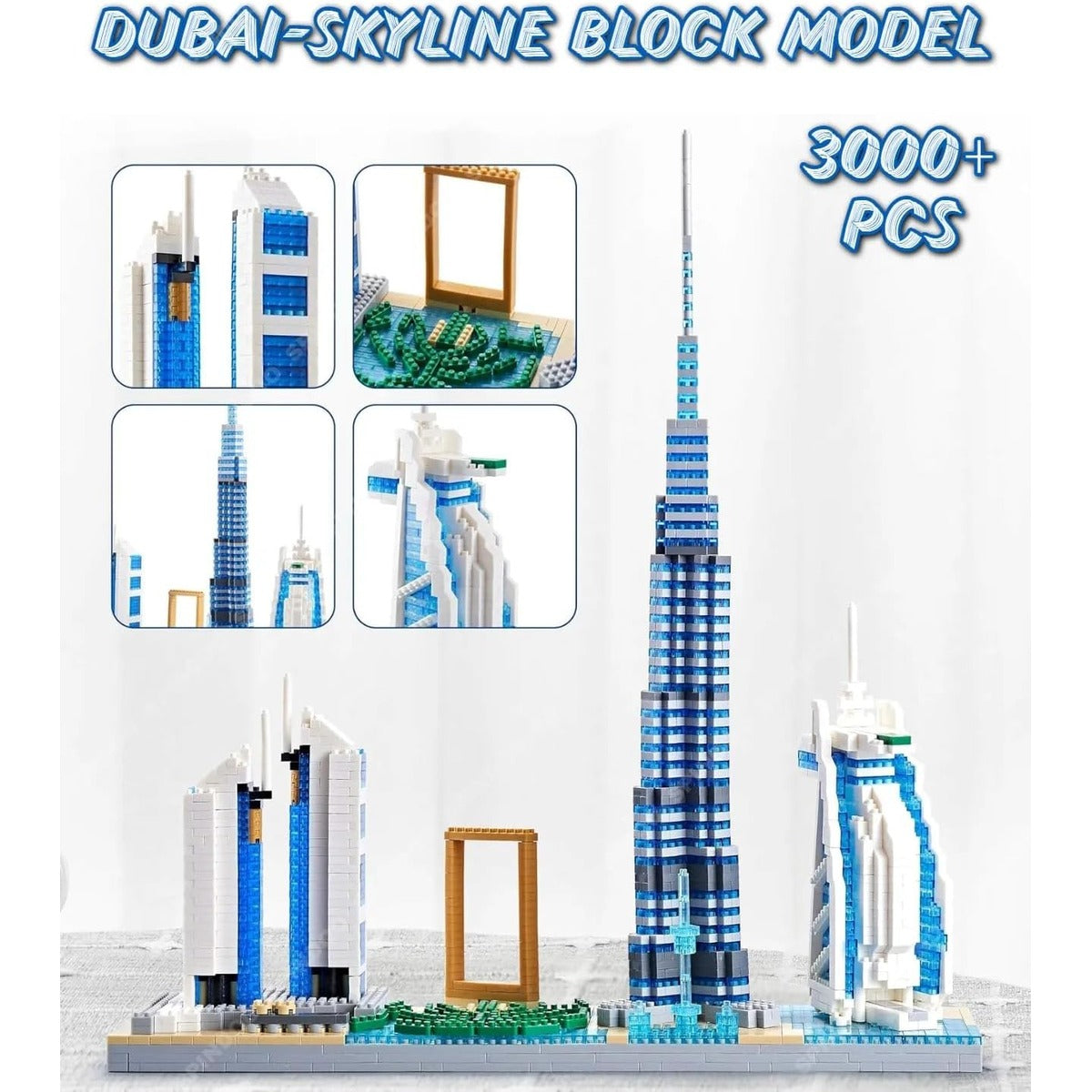 Spindoo Skylines Series Dubai Skyline Micro Mini Building Blocks Set - 3000+ Pcs Mini Architecture Model Kit for Adults & Kids 6+ | Realistic Dubai City Building Toy | Premium Gift & Display Décor
