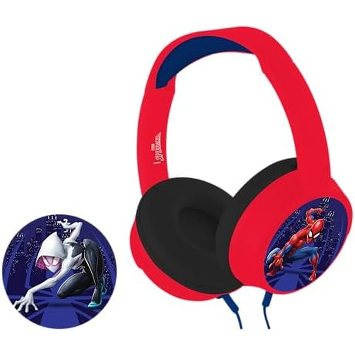 Volkano Marvel Spiderman Aux Headphone with Stickers Padded & Swivel Earcups 3.5mm Jack for Kids