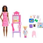 Barbie Teacher Doll with Brunette Fashion with Printed Dress, 1 Toddler, & Teaching Accessories