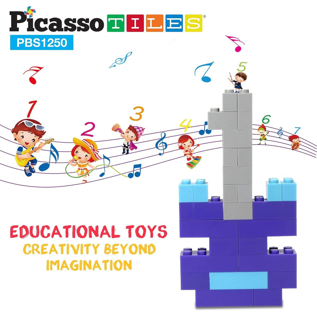PicassoTiles 1250 PCs Educational Building Block Tiles Set Creative Shapes to Enhance Imaginative Play Unique Set to Characters and Numbers Learning STEM Toys Washable for Learning Education Ages 3+