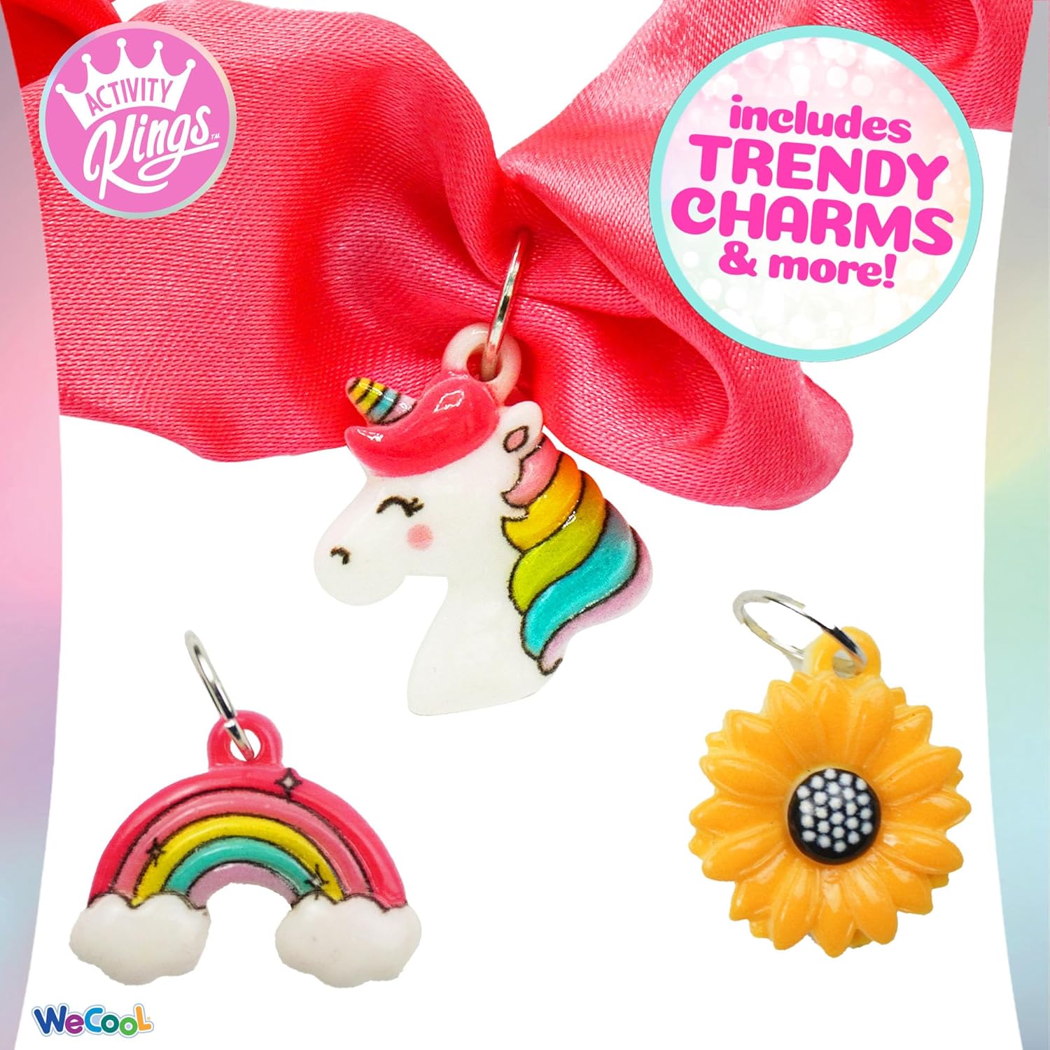 WeCool ILY Activity Kings Scruncheeze DIY Scrunchie Making Kit - Unicorn Theme, Modern Style, Sewing Craft Kit for Teens &amp; Adults, Non-Foldable