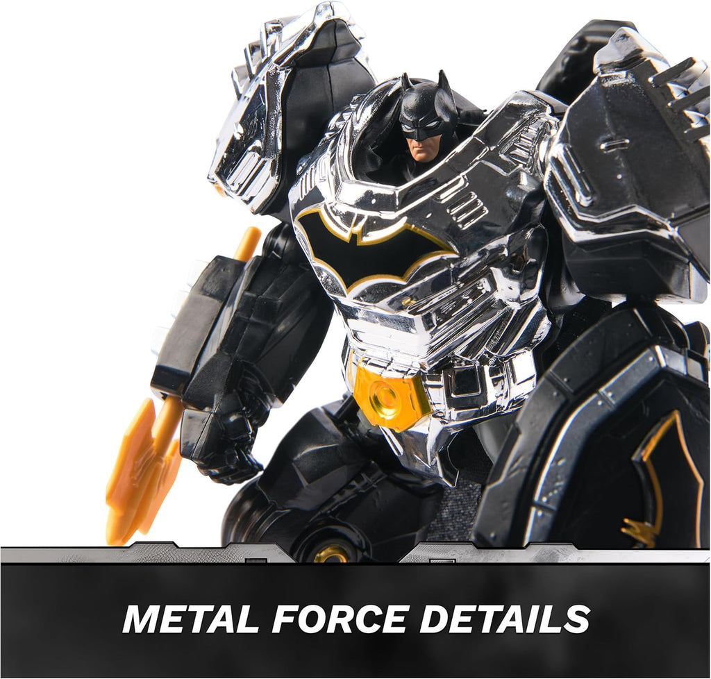 DC Comics, Metal Force Batman Action Figure, 6-Inch with 4-Inch Mini Figure, Built-in Blaster and Armor Suit, Super Hero Kids Toys for Boys and Girls Ages 4 and Up