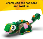 LEGO® Creator 3 in 1 Turtle with a Water Lily Flower 31377 Animal Toy - Building Set with 3 Build Options, Turtle, Chameleon or Frog - Animal Figures for Kids Aged 7+ - Toy for Girls and Boys