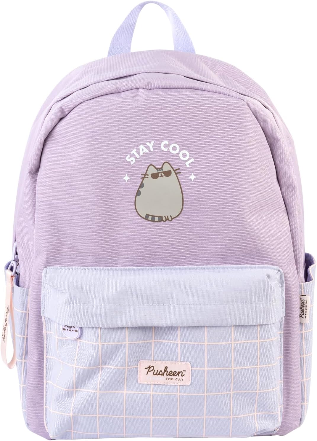Pusheen School Backpack | Backpack Pusheen The Cat 25L, 20 x 29 x 42 cm, Adjustable Shoulder Straps, Front and 2 Side Pockets, Backpack for Girls or Girls, Kawaii Stationery, Purple, 20