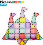 PicassoTiles Magnetic Tiles Blocks Magnet Tile Magnets Building Blocks Construction Toy Set with Reflective Leaf Flakes Magnetic Building Tiles Toys STEM Learning Kit Stacking Block Playset PTJ48