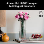 LEGO Botanicals Bouquet of Pink Roses Artificial Flowers - Building Blocks for Adults, Ages 18+ - Gifts for Birthdays for Her - Flowers for Home Office, Shelf or Room Decor - 10374