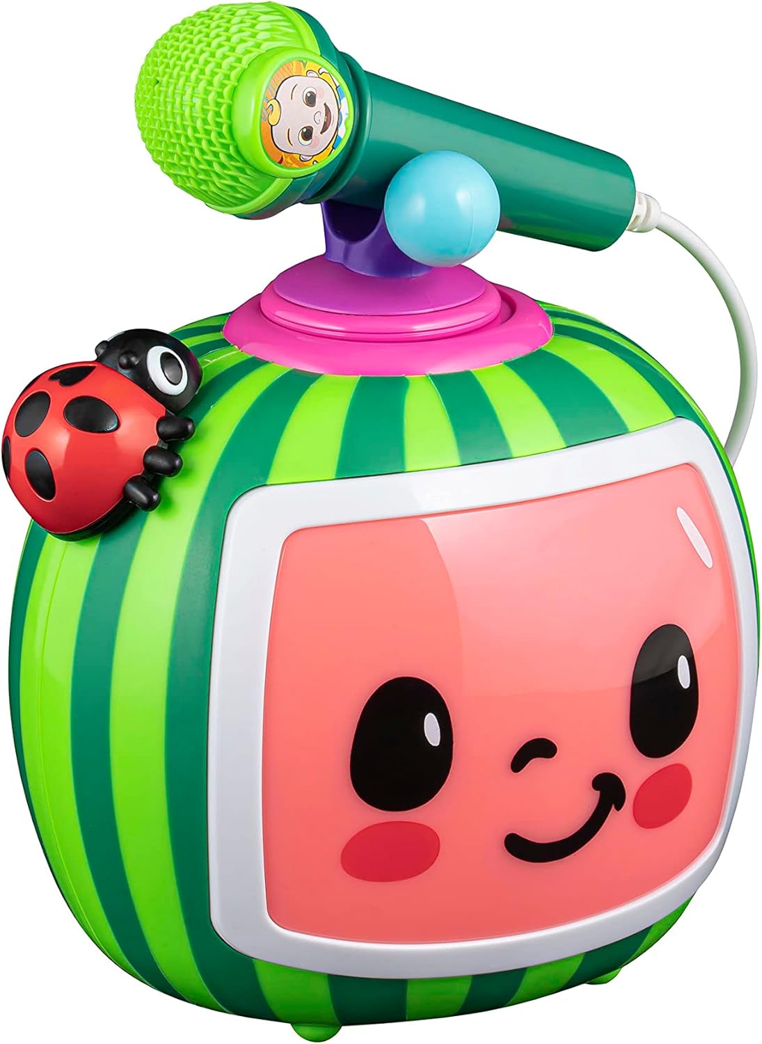 eKids Cocomelon Toy Karaoke Machine for Kids with Microphone and Musical Activators, Includes Night Light with Sleep Sounds and Lullabies for Toddlers, Green