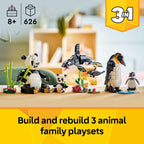 LEGO Creator 3 in 1 Wild Animals Panda Family - Building Toy Kit for Kids with 3 Building Options, Panda, Penguin, or Orca - 8 Year Old Girl &amp; Boy Birthday Gifts - 31165