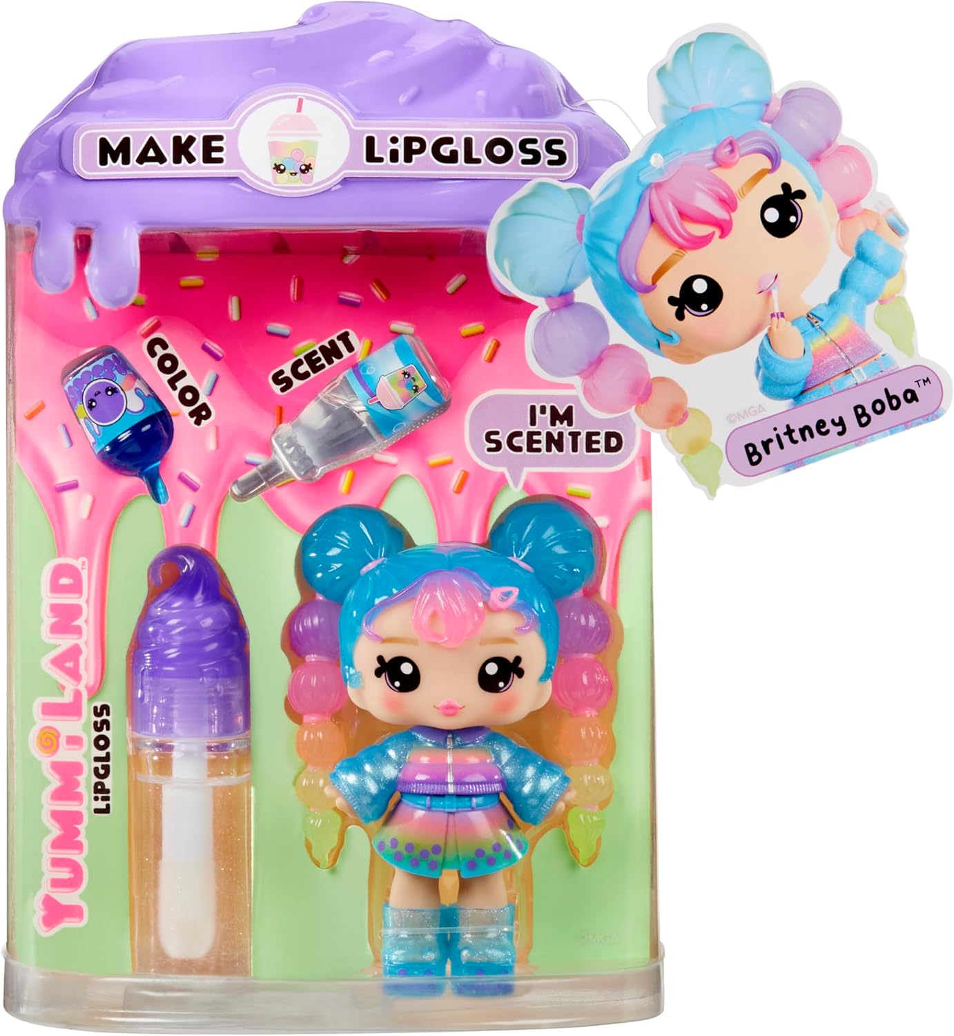 Yummiland Lip Gloss Doll - Britney Boba - Includes DIY Lip Gloss Kit, Suitable for Ages 4 and Up