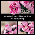 LEGO Botanicals Bouquet of Pink Roses Artificial Flowers - Building Blocks for Adults, Ages 18+ - Gifts for Birthdays for Her - Flowers for Home Office, Shelf or Room Decor - 10374