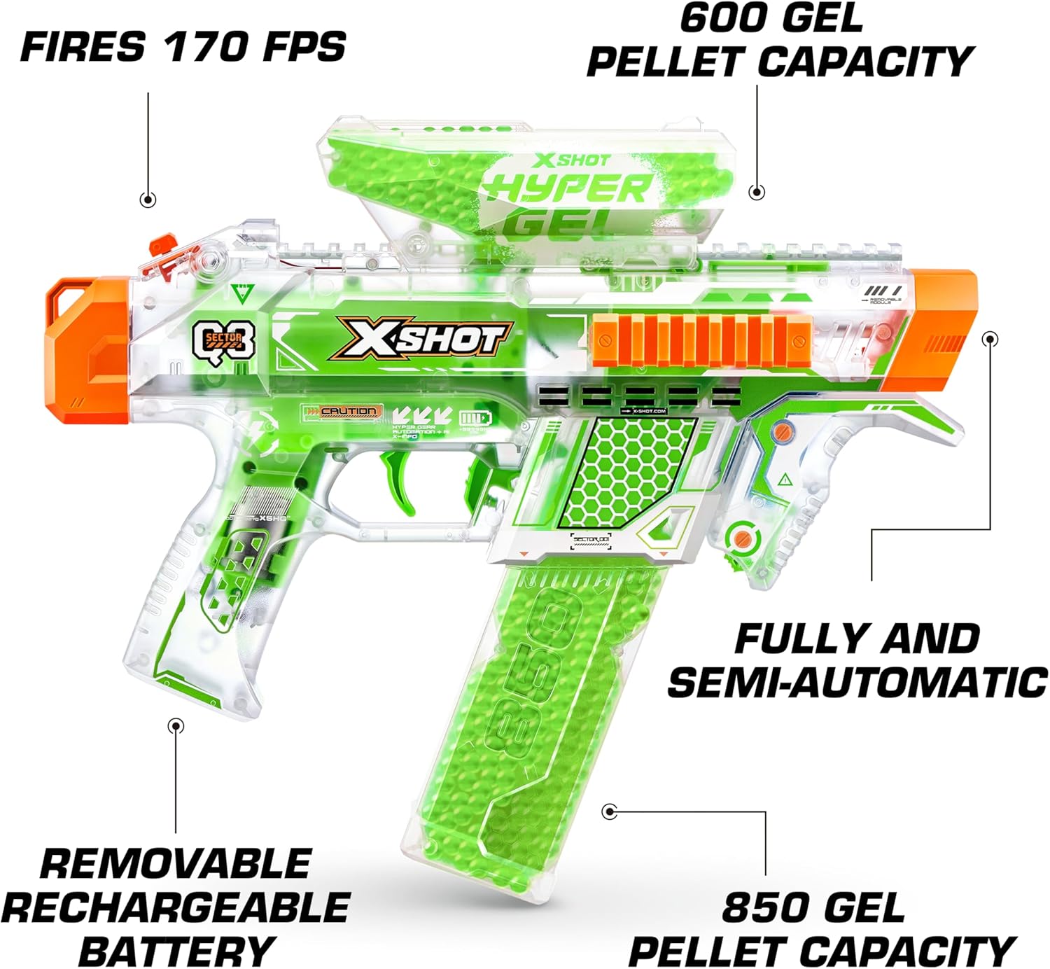 XSHOT Hyper Glow NightStrike Blaster (5,000) Pellets by ZURU, Motorized Blaster Outdoor Toy for Boys and Girls, Teens and Adults Aged 14+