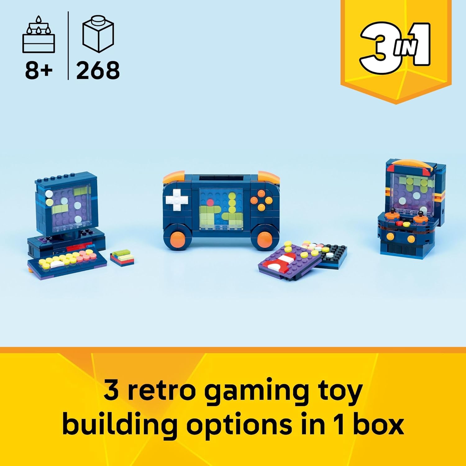 LEGO Creator 3 in 1 Retro Gaming Console Building Toy for Boys &amp; Girls - Kids Build a Console, Mini Arcade Game, or Mini Computer - Gift Idea for Gaming Fans, Ages 8+ - 31380