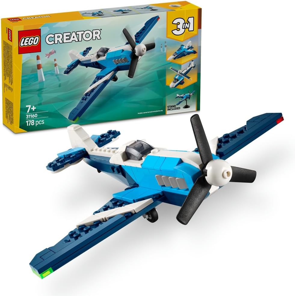 LEGO Creator 3in1 Aircraft: Race Plane Toy - Transforms into a Jet or Helicopter Model - Vehicle Building Set for 7+ Year Old Boys &amp; Girls - Fun Birthday Gift Idea - 31160