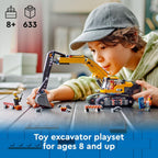 LEGO City Yellow Construction Excavator Toy Digger for Boys and Girls Ages 8 and Up, 3 Construction Worker Minifigures Included for Fun Pretend Play, Birthday for Kids, 60420