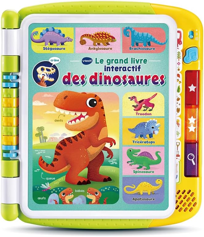 VTech - The Big Interactive Dinosaur Book, Magic Sound, Children's Touch Book, Educational Toy Dinosaur, 14 Illustrated and Interactive Pages, Gift for Children from 3 Years Old