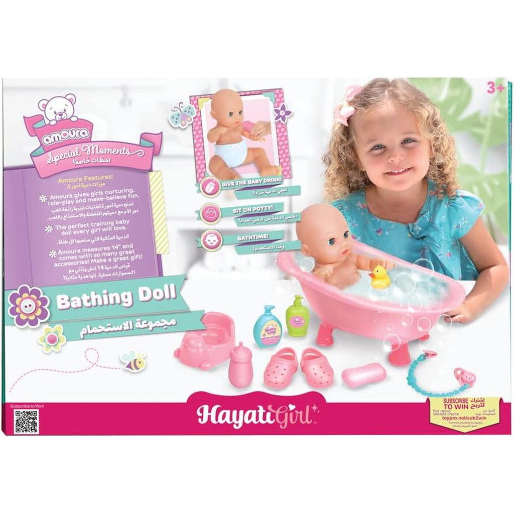 Toypro Hayati Girl Baby Amoura Value Doll Bathing Set, 14