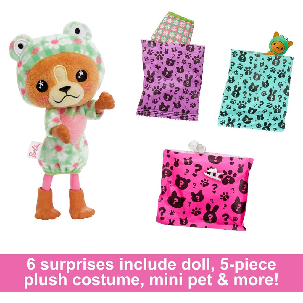 Barbie Cutie Reveal Chelsea Doll & Accessories, Animal Plush Costume & 6 Surprises Including Color Change, Puppy as Frog Dog/