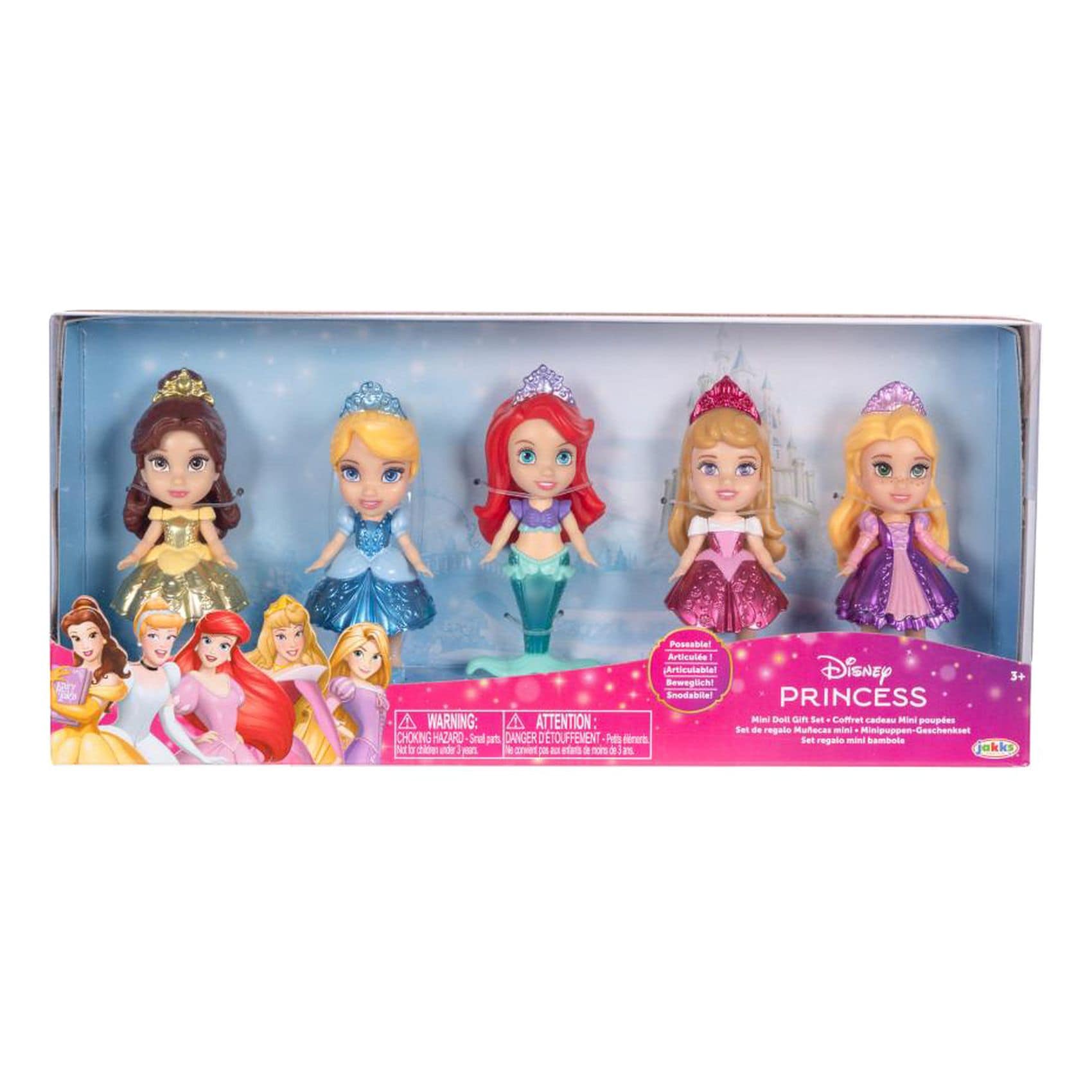 Jakks Disney Princess Mini Doll Gift Set for Girl, Multicolour, 3 Years+, 5 PCS