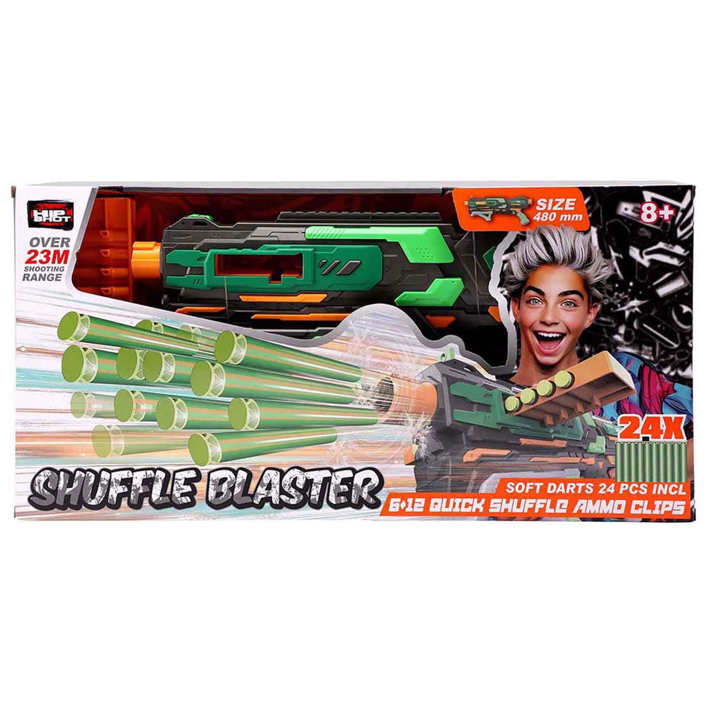 Hip Shot Shuffle Blaster Toy Dart Blaster With 24 Darts