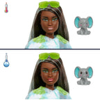 Barbie Cutie Reveal Fashion Doll, Jungle Series Elephant Plush Costume, 10 Surprises Including Mini Pet & Color Change