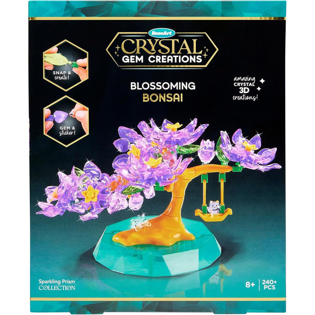 RoseArt Crystal Gem Creations Blossoming Bonsai Kit, 240+ Pieces, Great for Adults, Tweens and Children Ages 8+