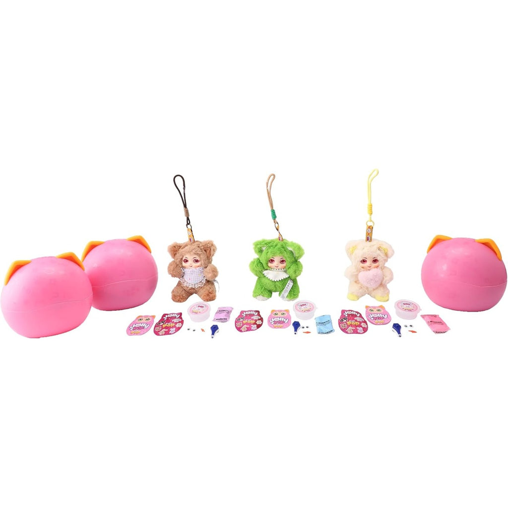 JollyPop Kitten FunPop Collectibles Plush Toy for Kids, Includes Dress Up Accessories, Character Cards, Cute Pastel