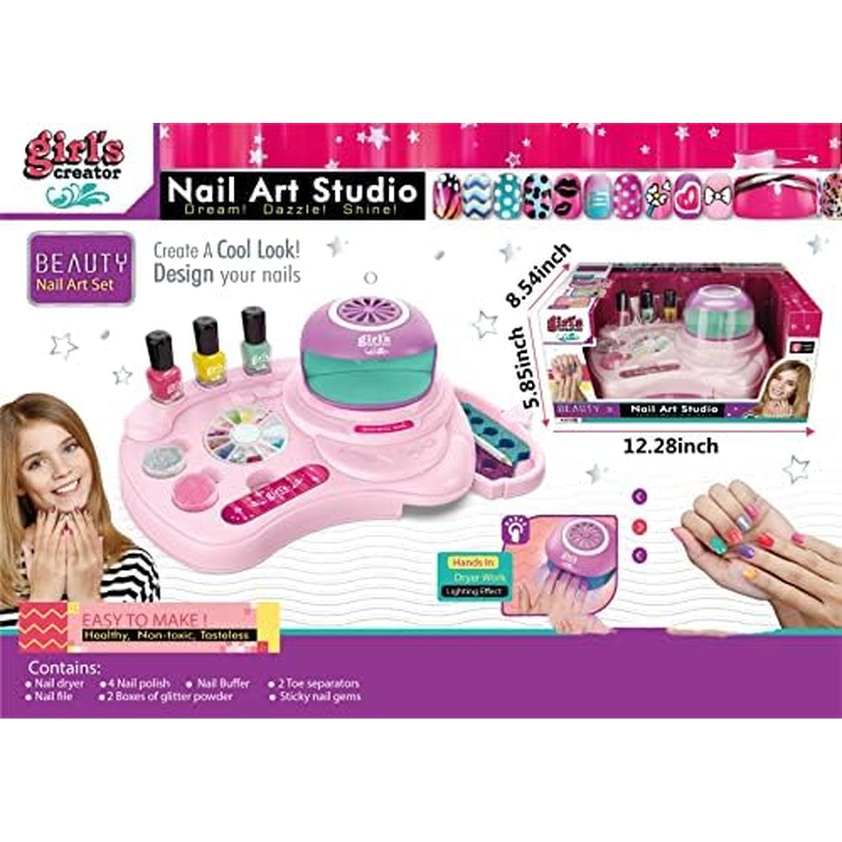 Nail Polish Set for Kids, Nail Art Studio,Pedicure and Manicure Kit Ages 3+