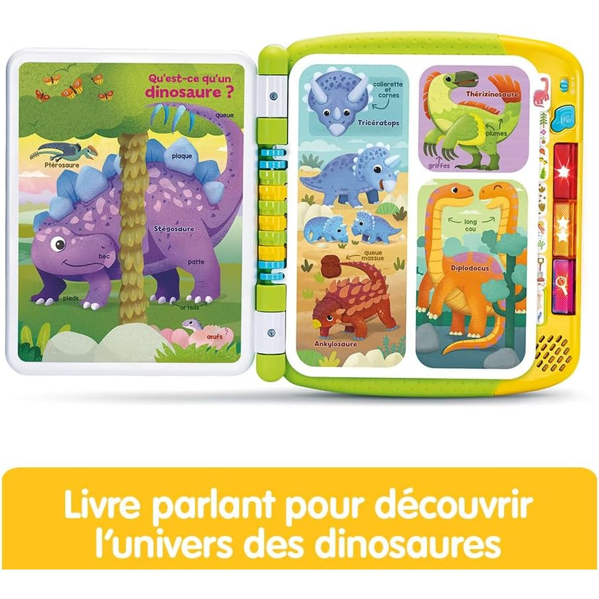 VTech - The Big Interactive Dinosaur Book, Magic Sound, Children's Touch Book, Educational Toy Dinosaur, 14 Illustrated and Interactive Pages, Gift for Children from 3 Years Old