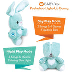 BabyBibi - Peluche de conejito de peluche suave interactivo, 16 pulgadas de alto, juguete Peek a Boo para edades de 6 meses a 5 años