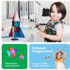PicassoTiles 60 pcs Mini Magnetic Tiles Magnet Toys Travel-Friendly