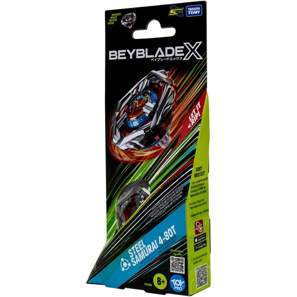Takara Tomy Beyblade X Steel Samurai 4-80T Booster Pack Set, Balance Type Top with Customizable Parts, Bey Toy for 8+