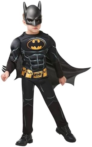 Rubie's Official Batman Black Deluxe Child's Costume, Superhero Fancy Dress, Child's Size