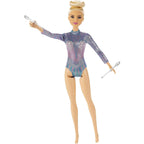 Barbie Rhythmic Gymnast Blonde Doll (12-in/30.40-cm) with Colorful Metallic Leotard, 2 Clubs & Ribbon Accessory, Great Gift f