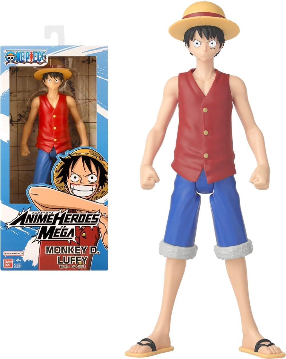 Bandai - Anime Heroes - One Piece - Anime Heroes Mega 30 cm Luffy Figurine - Large Luffy Action Figure - Official One Piece License - Children's Toy 4+ - 38331