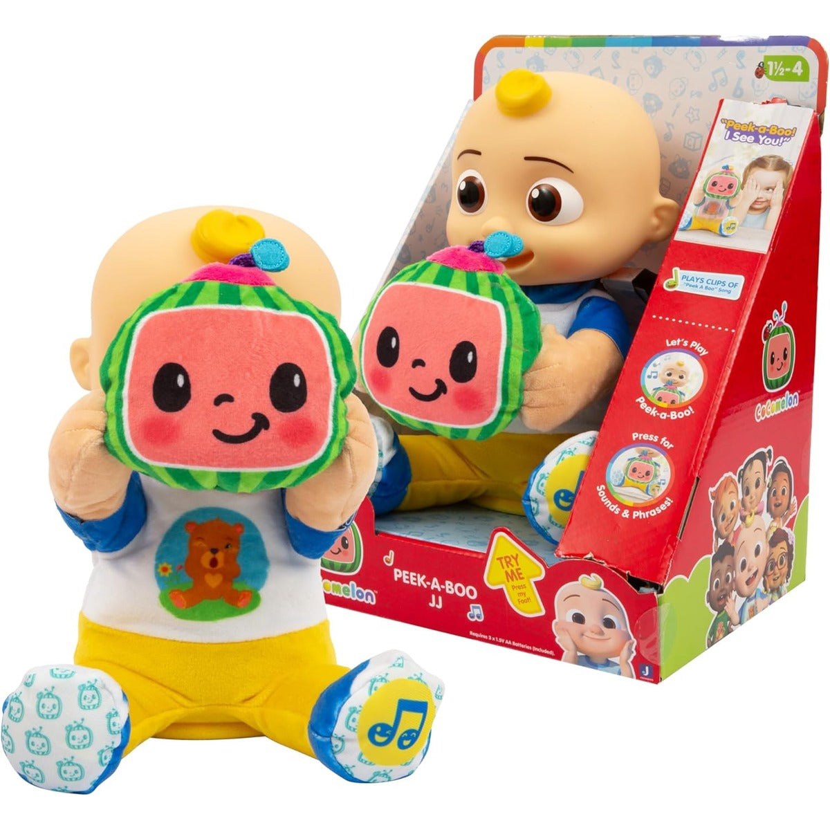 Giochi Preziosi Cocomelon Peek A Boo JJ - JJ in Plush Version 30 cm with Motorised Sounds and Movements for Playing Bubu…