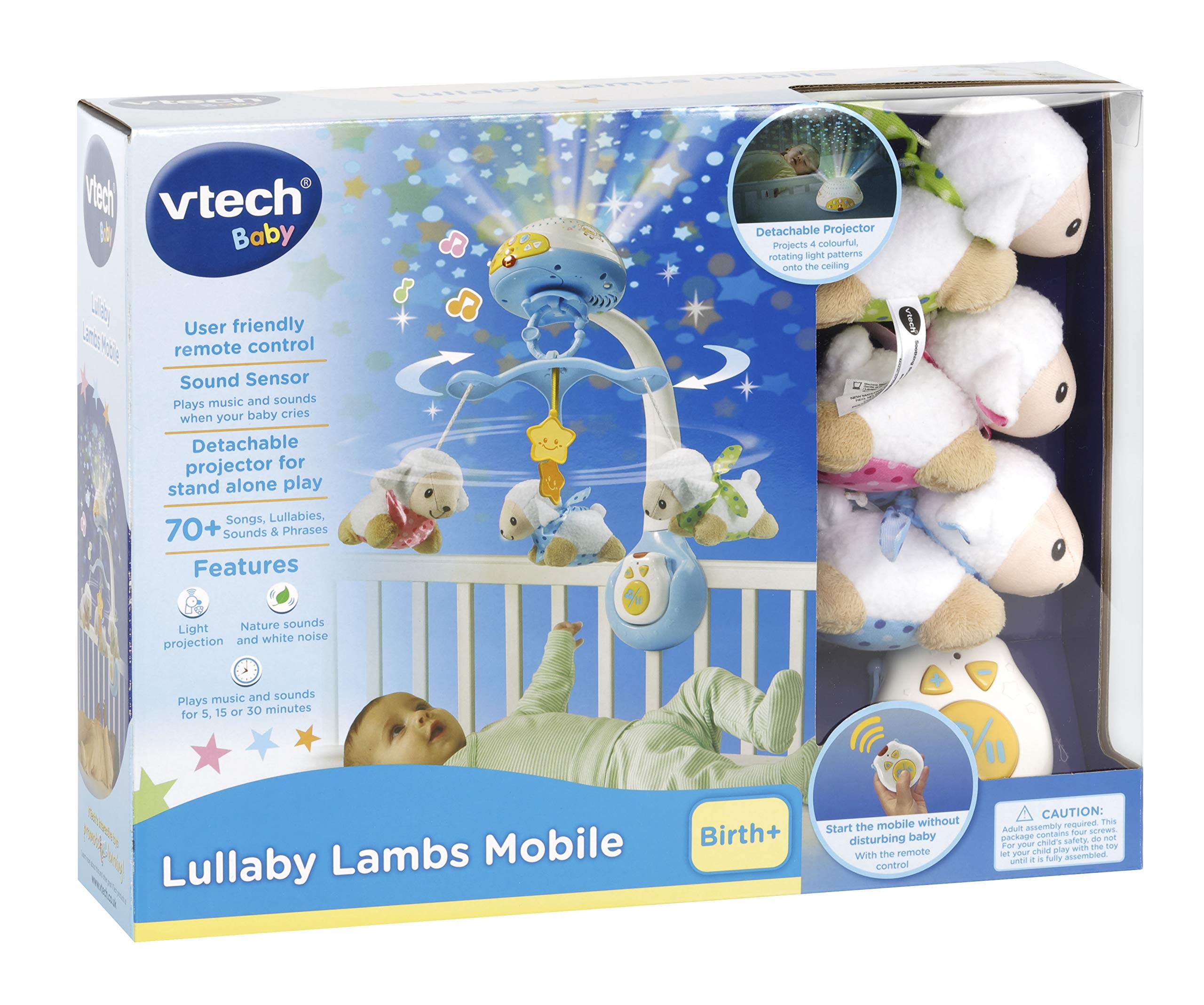VTech Lullaby Lambs Mobile (Blue), Baby Night Light Projector