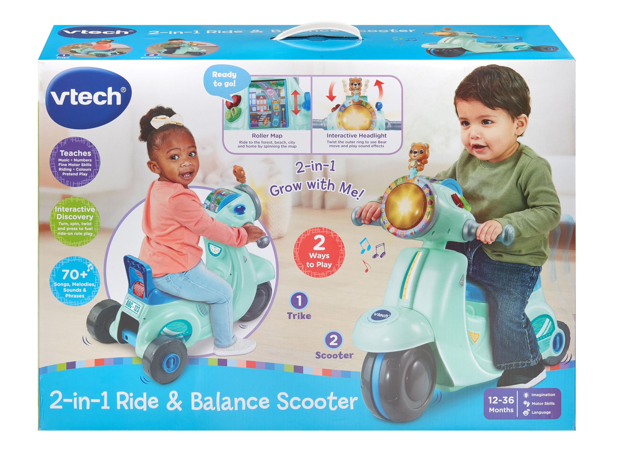 VTech Baby 2-in-1 Ride & Balance Scooter, Blue