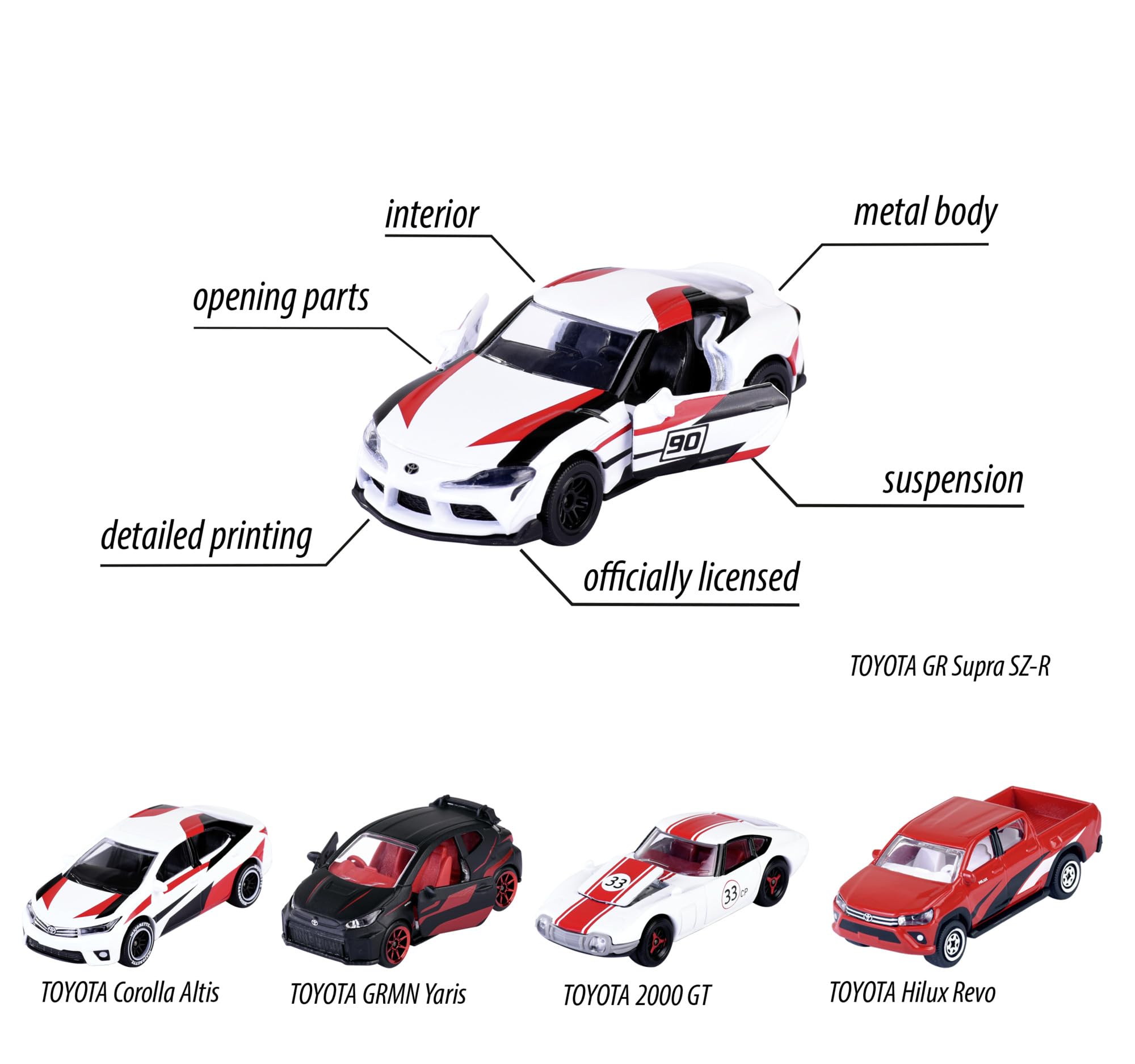 Majorette Toyota Racing Toy Cars (Gift Set of 5 Cars)