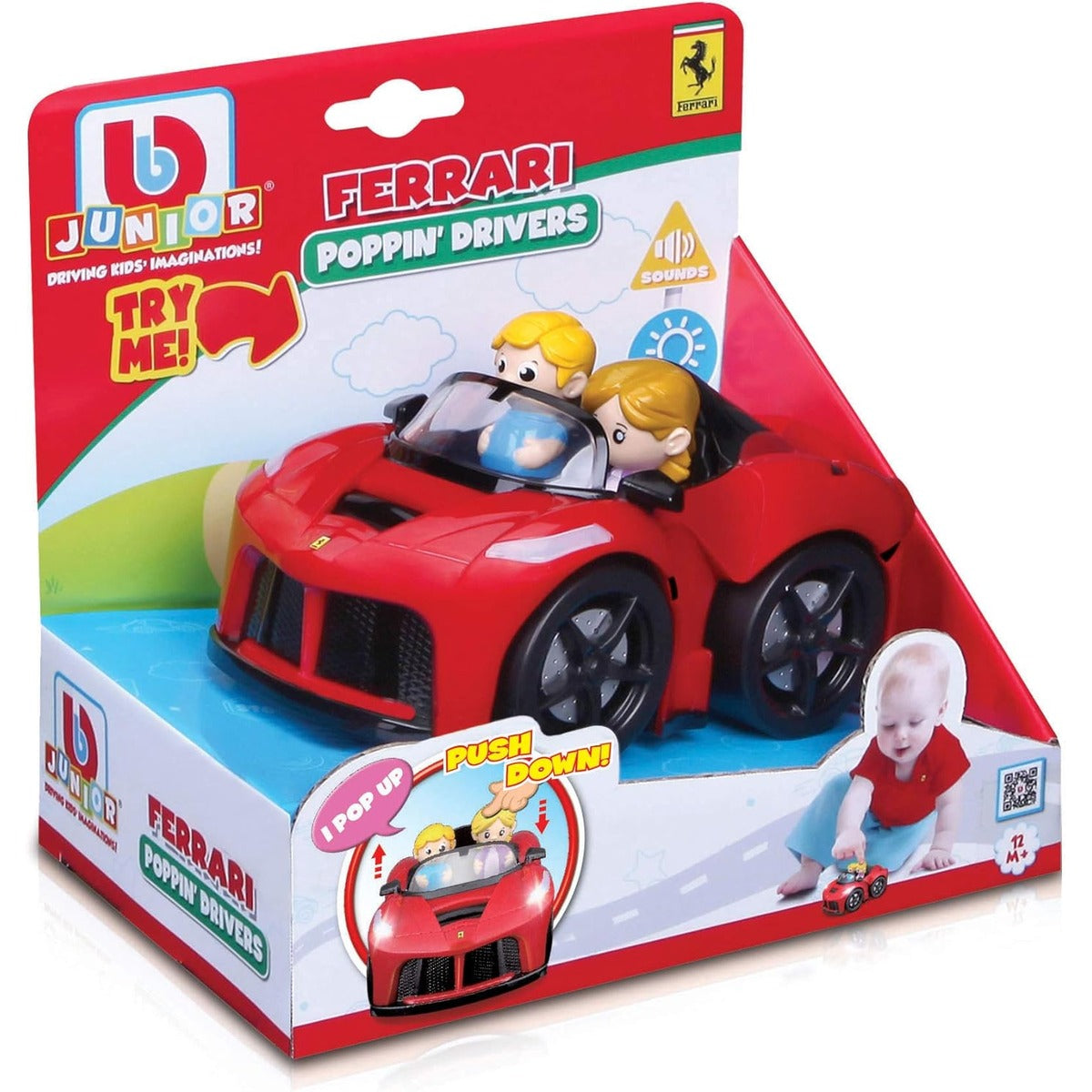 Bburago Bb Junior Ferrari Poppin Drivers Preschool Toy Car, Red