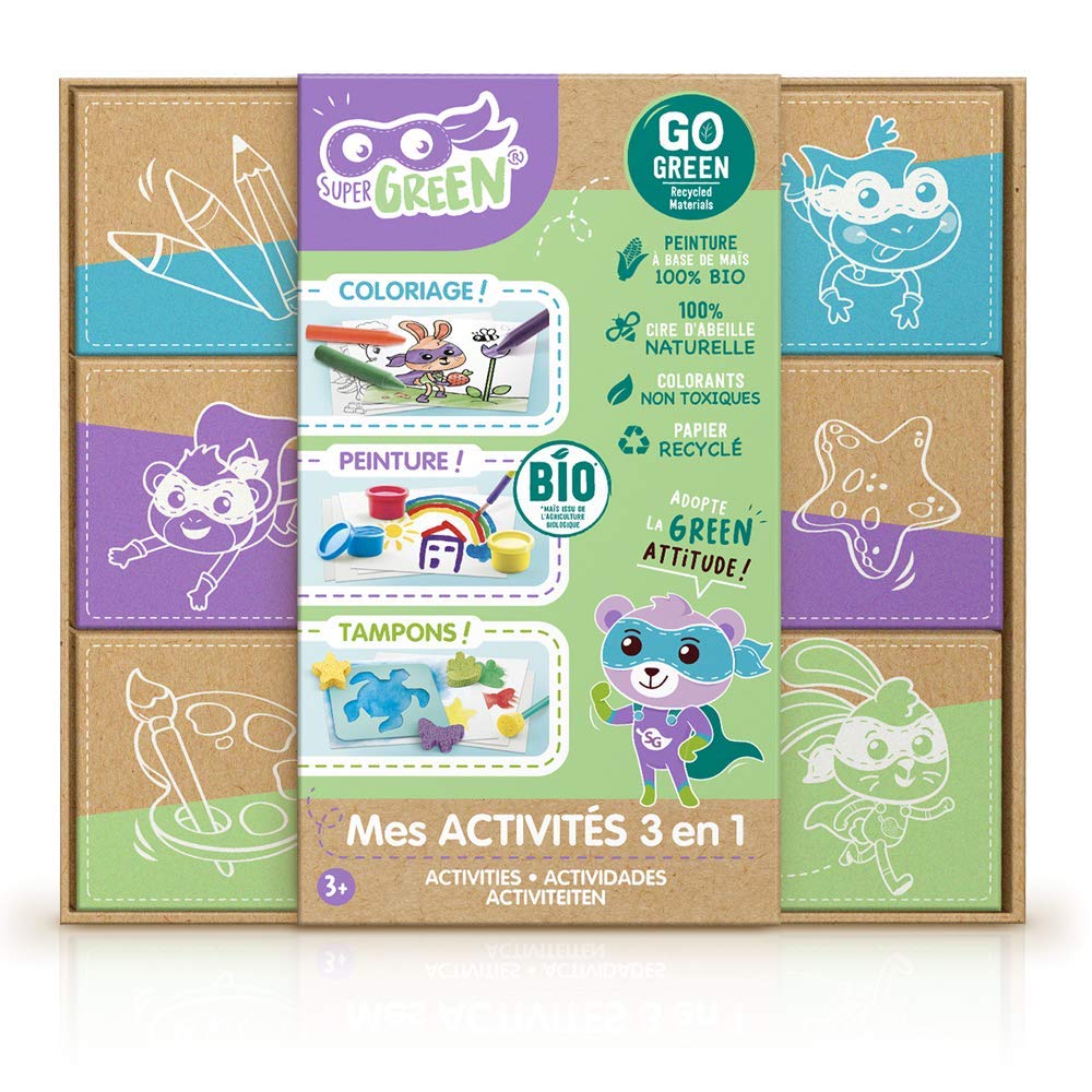 Super Green ECO 004 Set of 3 Organic Activities Colouring Stamps