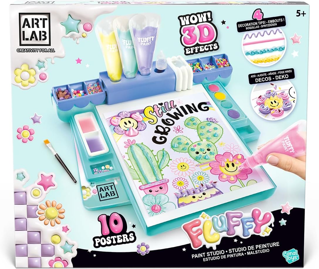 Art Lab Fluffy Paint Studio, 3D Paint, Create Amazing Pieces of Art, Bring Your Designs to Life with 3D Paint Effects! Jam Pa