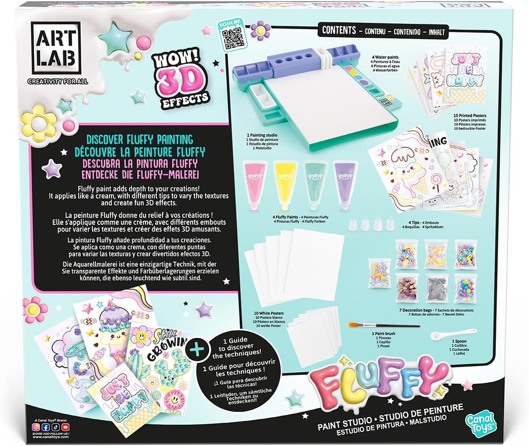 Art Lab Fluffy Paint Studio, 3D Paint, Create Amazing Pieces of Art, Bring Your Designs to Life with 3D Paint Effects! Jam Pa