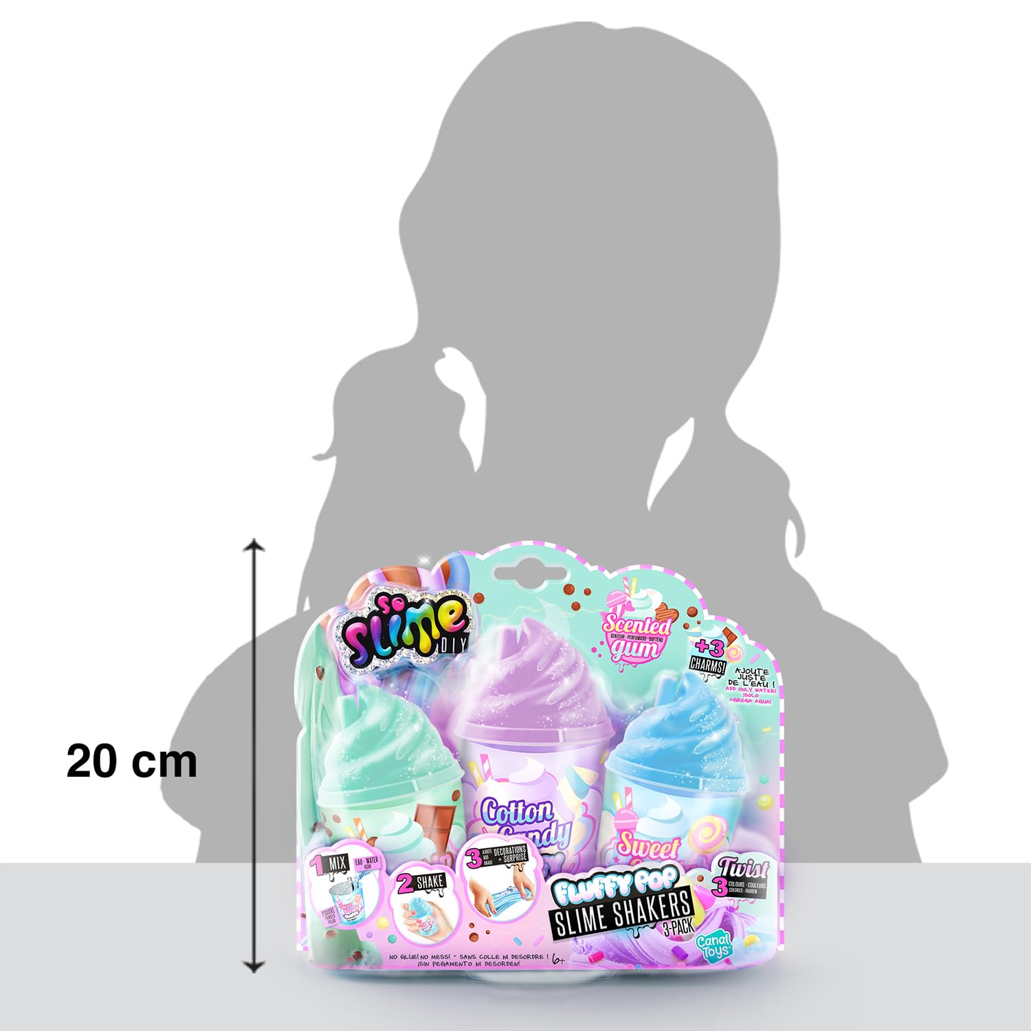 So Slime SSC 101 Fluffy Shakers 3 Pack, Pastels,Small