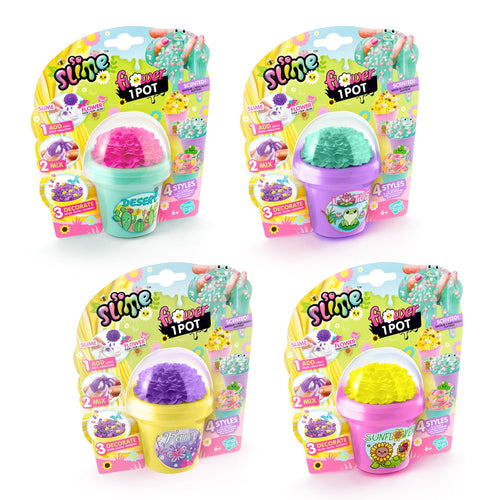 Canal Toys - So Slime - Slime Flower 1 Pot - Colour your creation thanks to the flower - Personalize it with Decorations & Charms - Gift Idea for Children 6+ - Creative Hobby - Assortment - SSC 417
