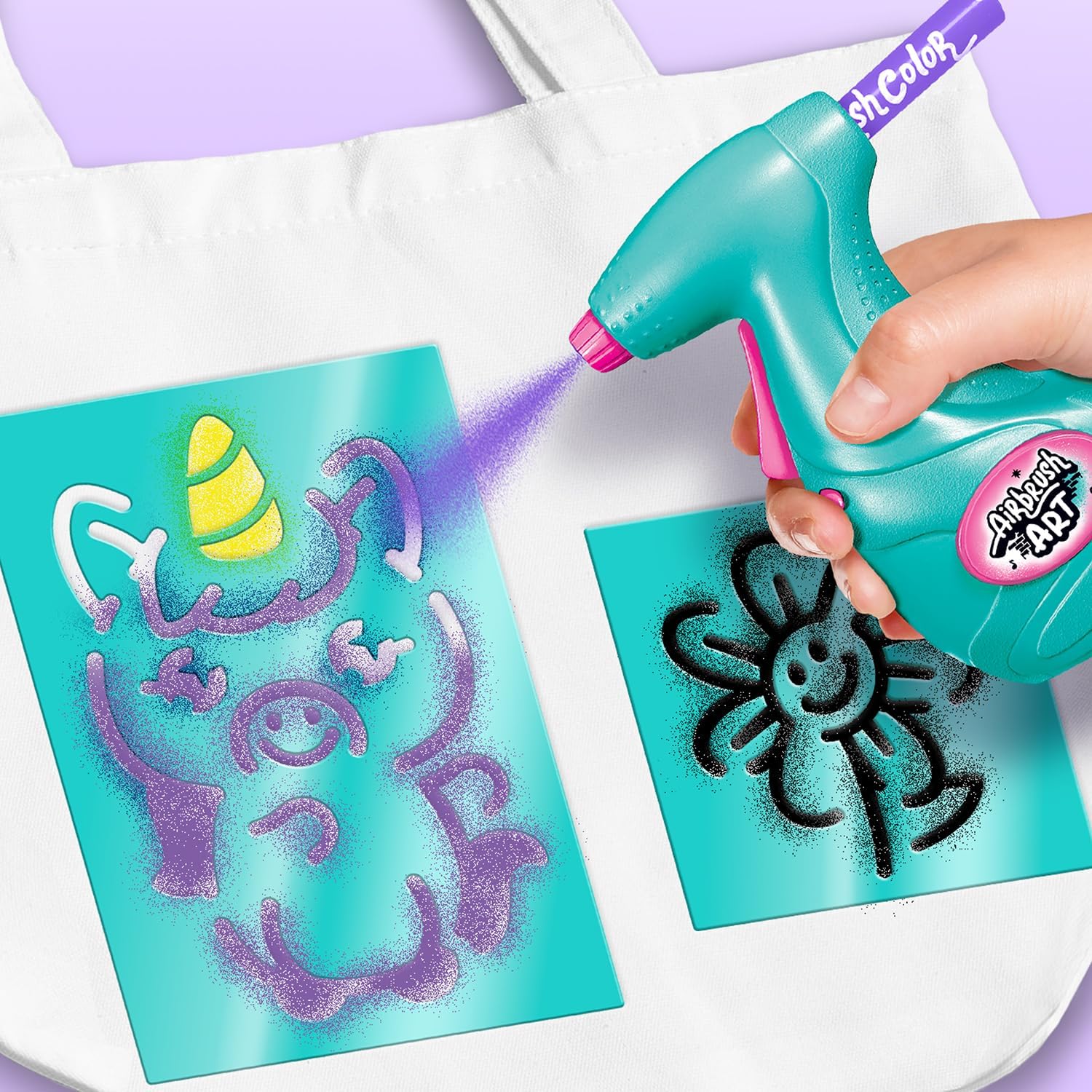 Canal Toys - Airbrush Art - Fashion Design Kit with electronic spray, stencils and felt-tip pens - AIR 016, White Tote Bag