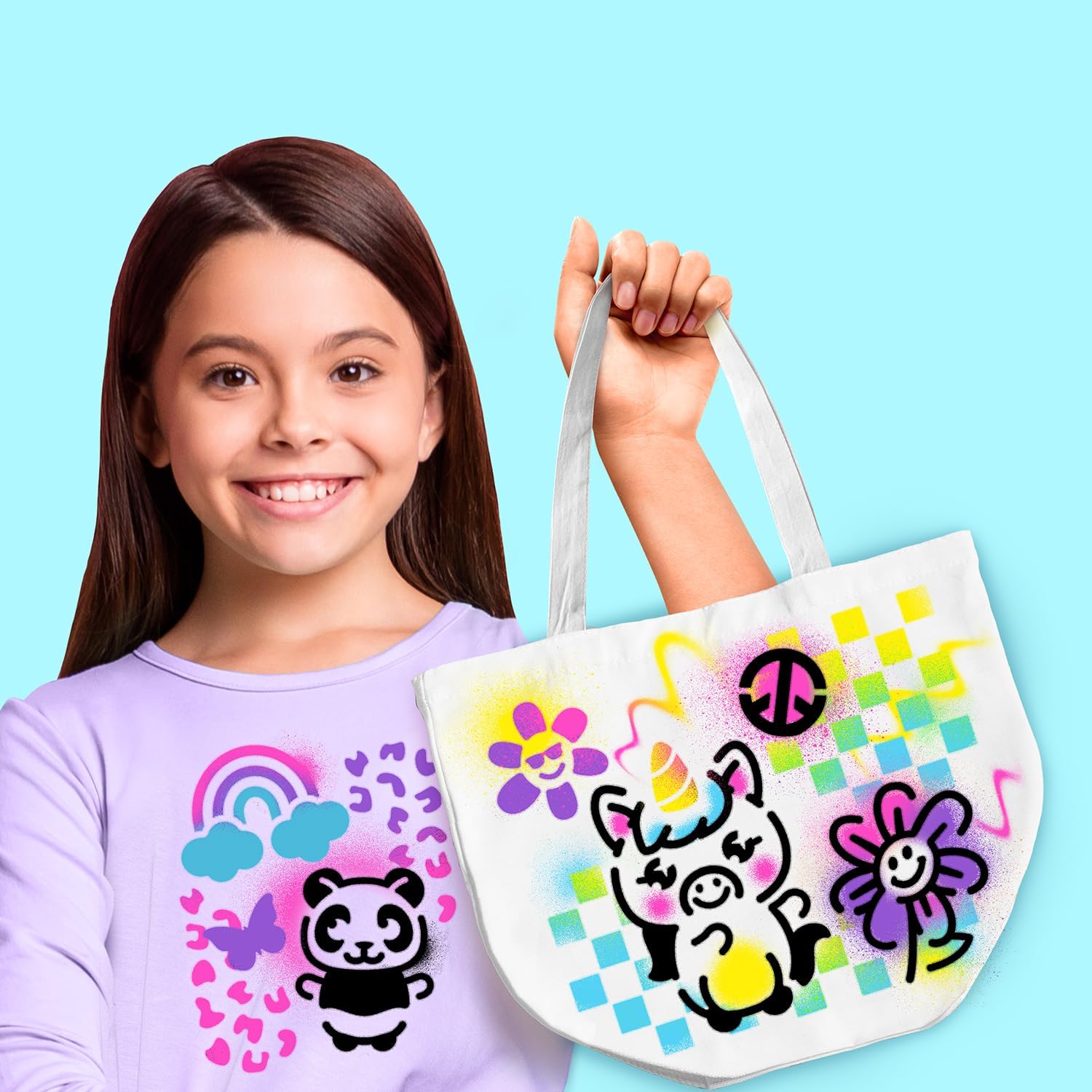 Canal Toys - Airbrush Art - Fashion Design Kit with electronic spray, stencils and felt-tip pens - AIR 016, White Tote Bag