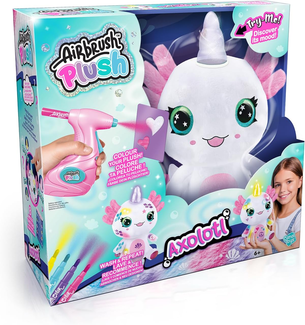 Canal Toys Airbrush Plush Light-Up Axolotl