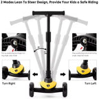 Lamborghini Yellow Scooter with seat for Kids Ages 3-8, 3 Wheel Scooter for Kids with Adjustable Height, Folding Kids