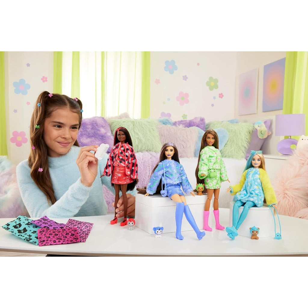 Barbie Cutie Reveal Doll & Accessories with Animal Costume & 10 Surprises Including Color Change, Puppy as Frog in Costume-Th